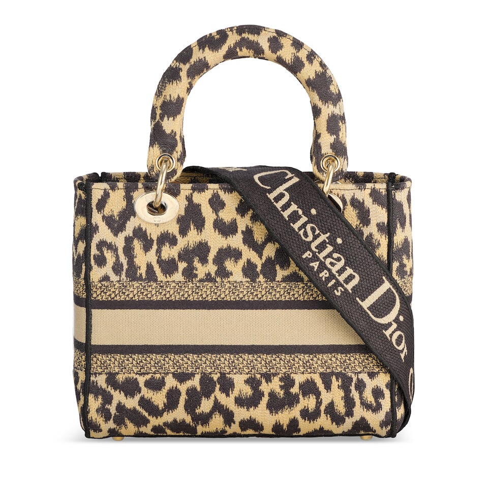 Christian Dior: a Leopard Print D-Lite Medium Lady Dior 2021 (includes copy of receipt, booklet,... - 2
