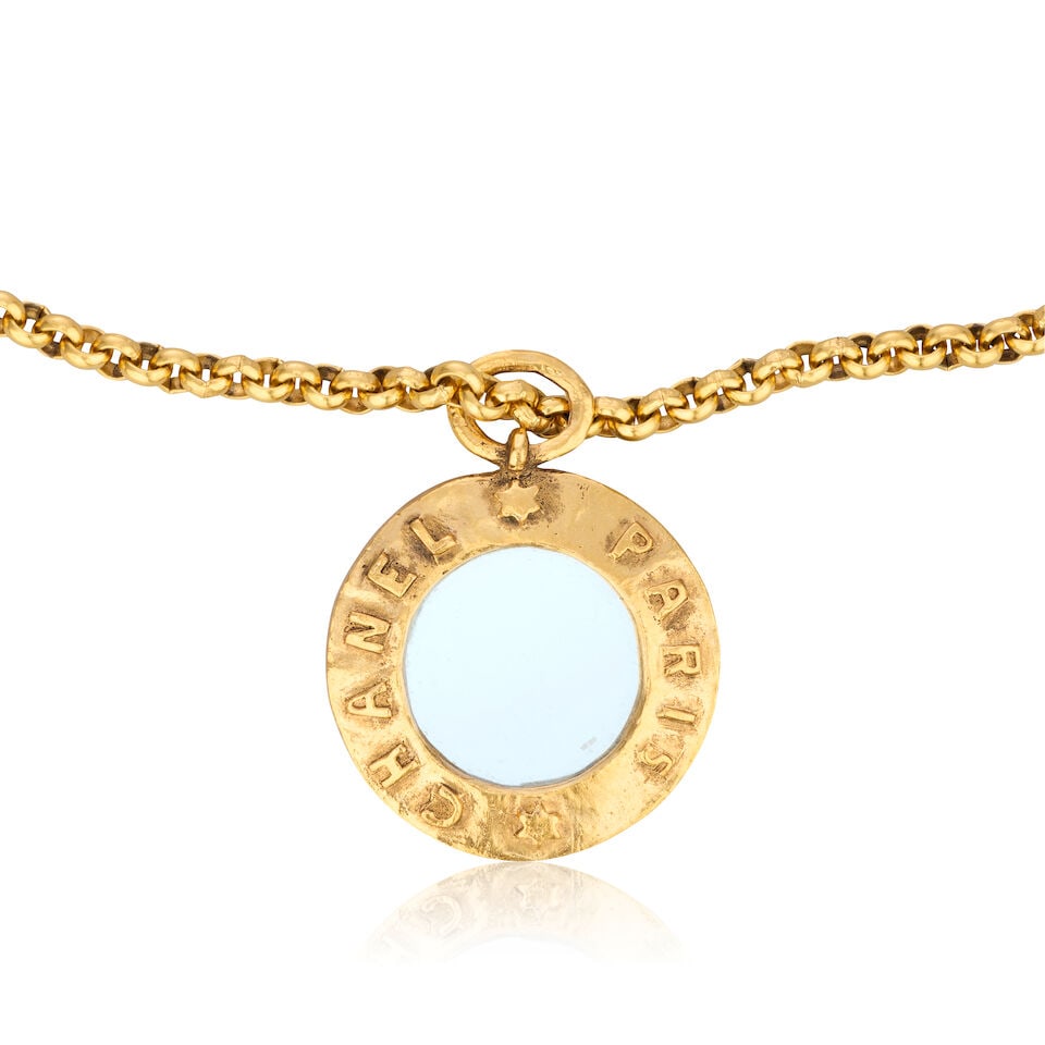 Chanel: a Gilt CC and Mirror Pendant Necklace Collection 28, Spring 1992 (1 of 3)