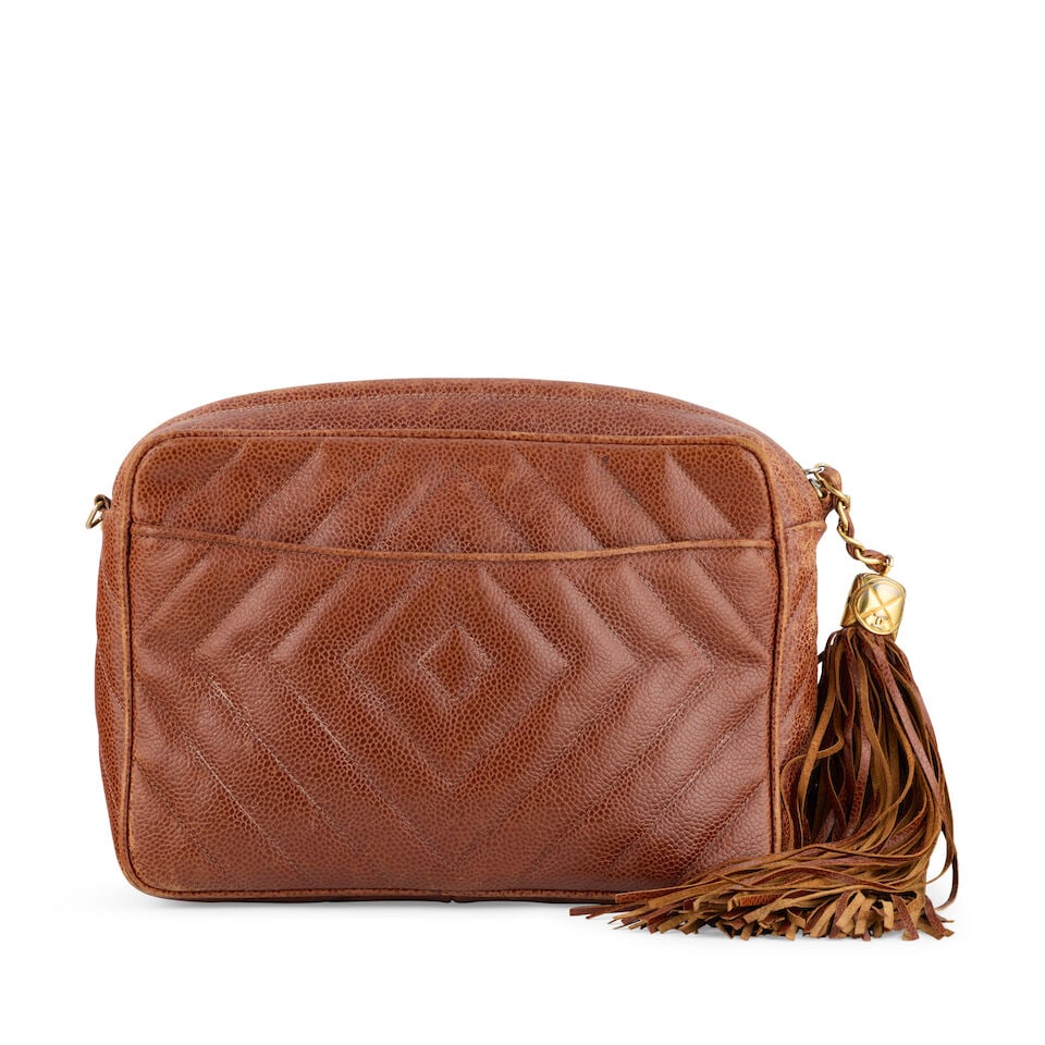 Chanel: a Brown Caviar Leather Camera Bag 1991-94 (includes serial sticker) - 2