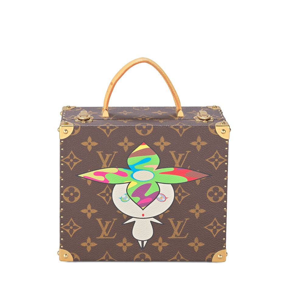 Louis Vuitton x Takashi Murakami: a 'Flower Head' Monogram Superflat Jewellery Box Limited Editi...: Louis Vuitton x Takashi Murakami: a 'Flower Head' Monogram Superflat Jewellery Box Limited Edition 2003, no. 138 Hard-sided monogram canvas with Murakami graphic print, vachetta leather handle and gol