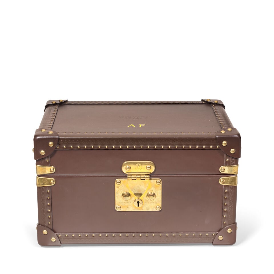 Louis Vuitton: a Brown Leather Jewellery and Watch Case 2010s (includes keys) (1 of 3)