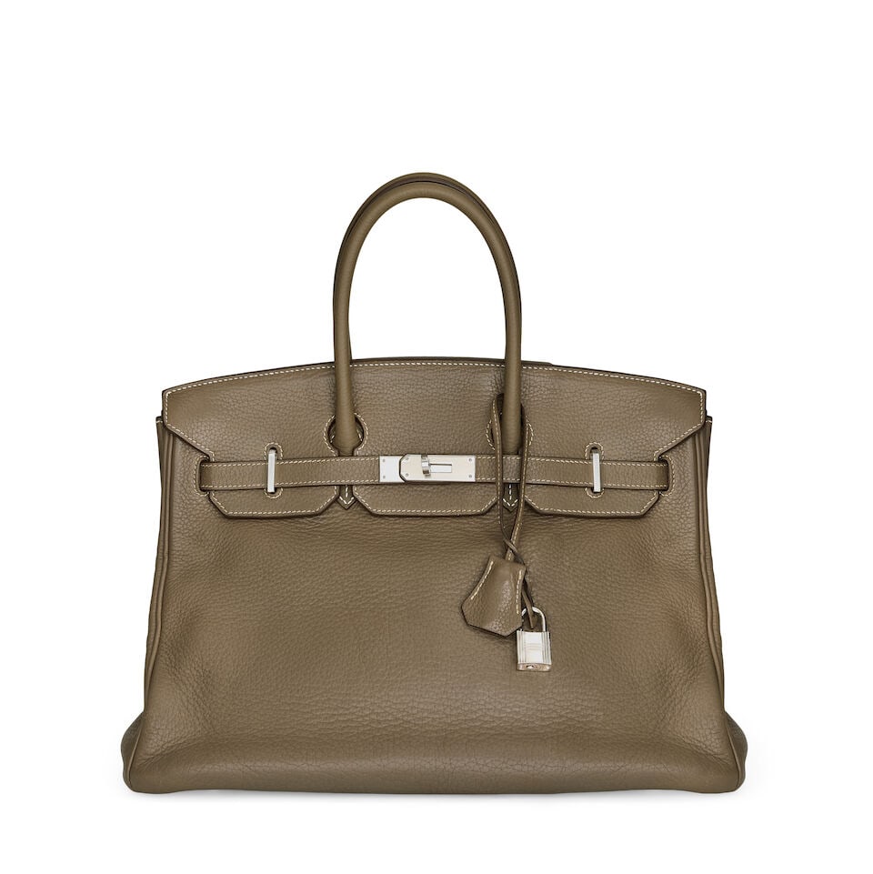 Hermès: an Etoupe Clemence Leather Birkin 35 2008 (includes padlock, keys, cloche, booklets... (1 of 2)