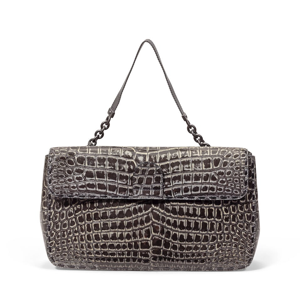 Bottega Veneta: a Glazed Grey Alligator Bag (includes matching mirror, booklets and dust bag) (1 of 2)