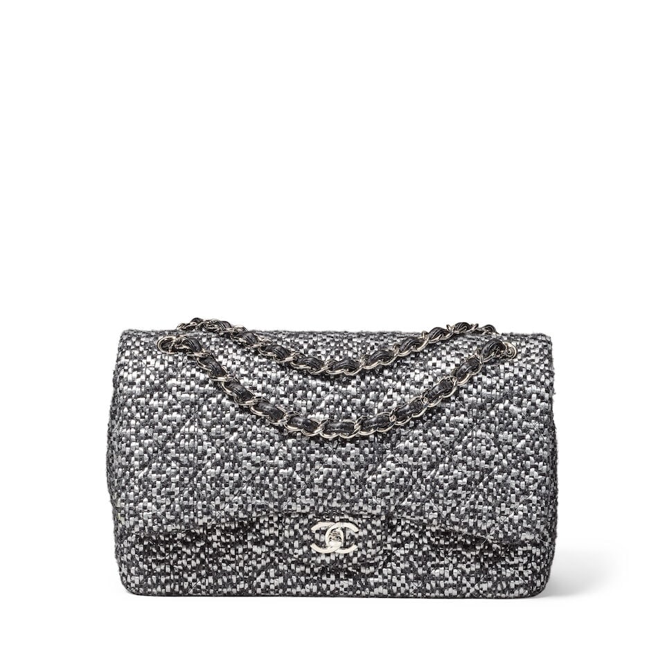 Chanel: a Silver Tweed Sequins Jumbo Double Flap Bag Métiers d'Art Collection, Pre-Fall 202... (1 of 2)