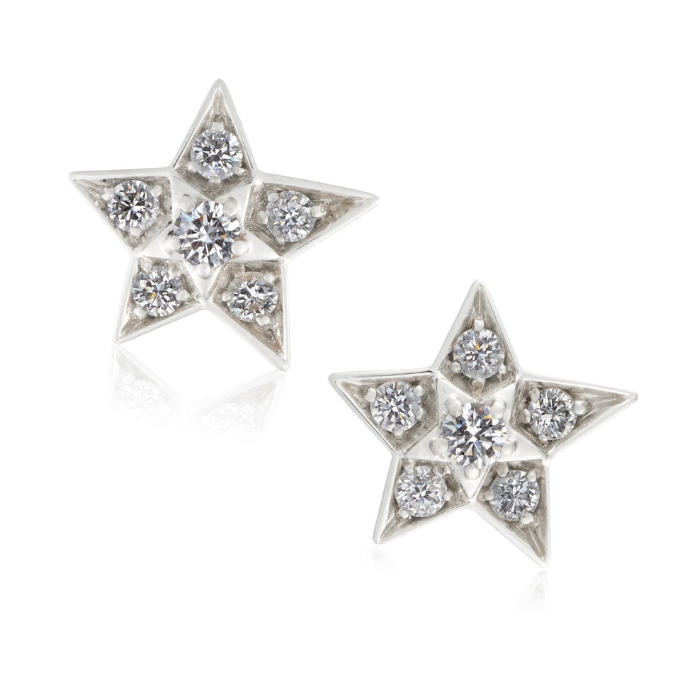 Chanel: a Pair of White Gold and Diamond Comète Géode Earrings Purchased 2024 (include... - 2