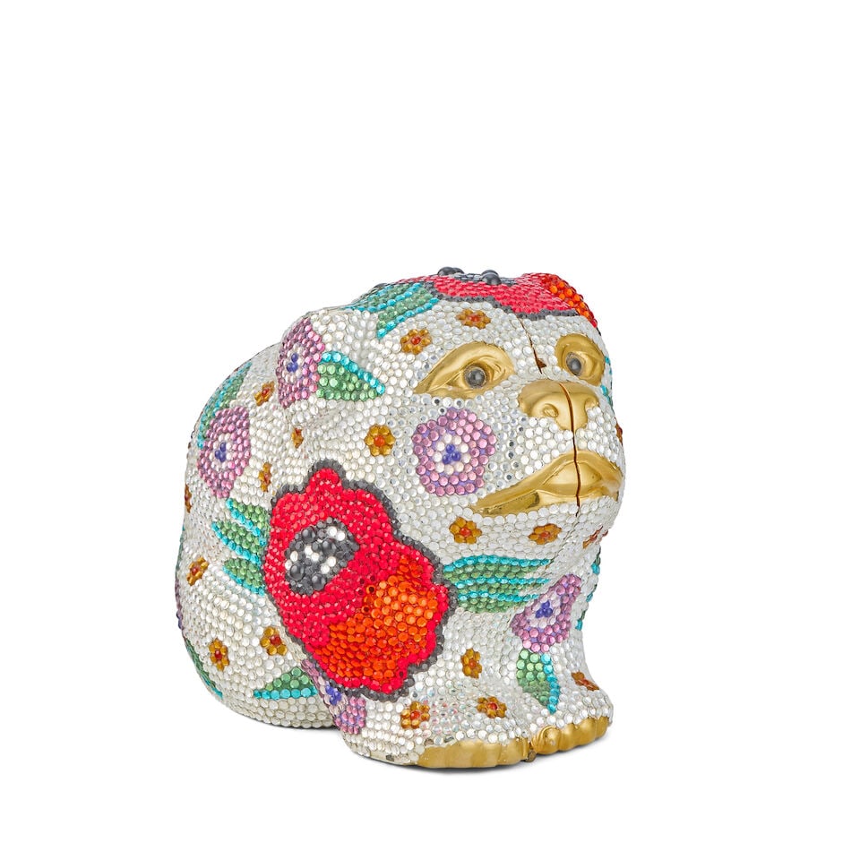 Judith Leiber: a Crystal Pug Minaudiere (includes mirror, comb, coin purse, and certificate) (1 of 3)