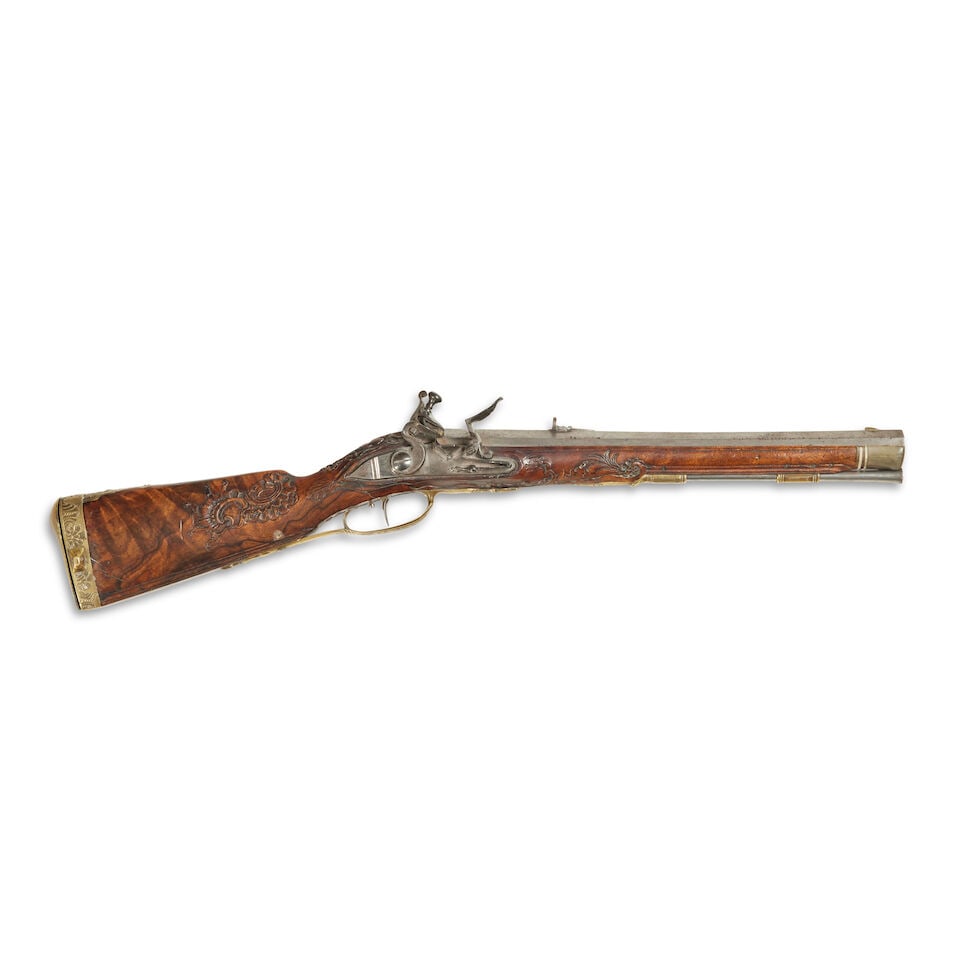A German small flintlock rifled sporting carbine perhaps for a child, Circa 1750 (1 of 8)
