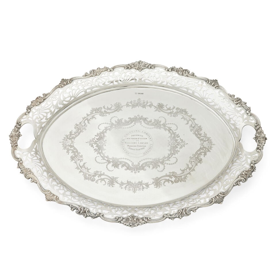 An George V silver two-handled presentation tea tray By Gibson & Co Ltd of Belfast with hallmark... (1 of 1)