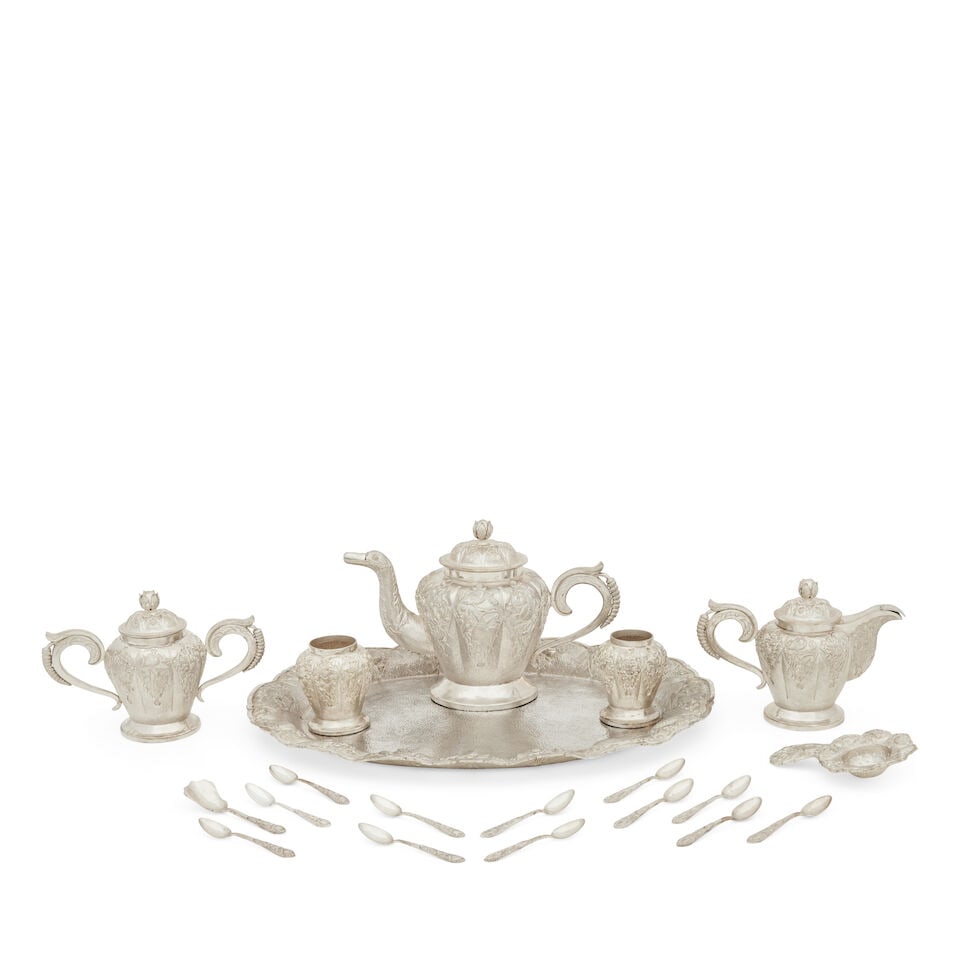 An Indonesian 800 silver tea and coffee service Some pieces stamped 800, and with makers mark PI (1 of 3)