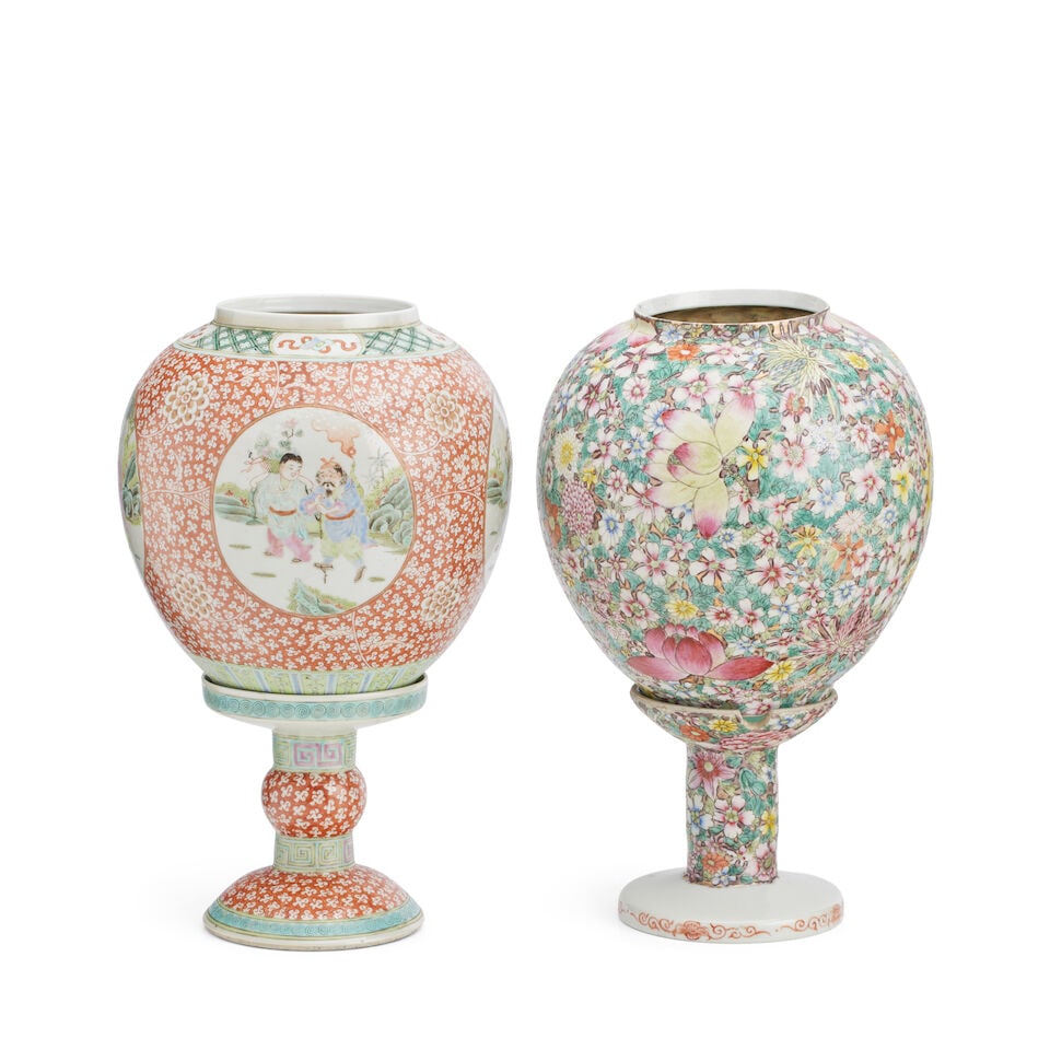 Two Chinese porcelain lanterns Late Qing/Republic (2) (1 of 1)