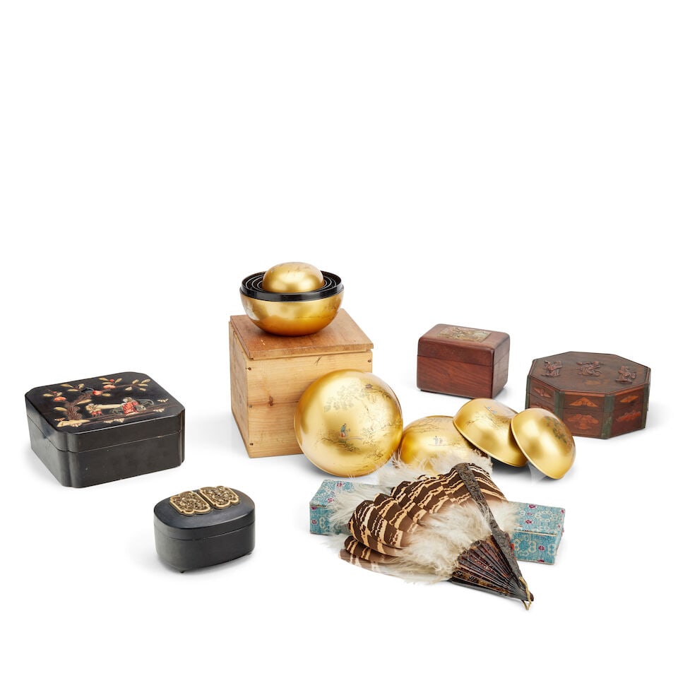 Four Chinese inlaid wooden boxes, 19/20th century (6) (1 of 2)
