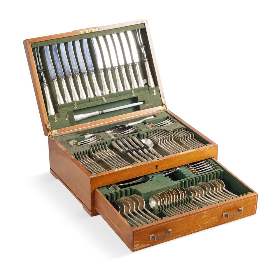 An Elizabeth II canteen of silver cutlery Garrard and Co., London, 1966 (1 of 1)
