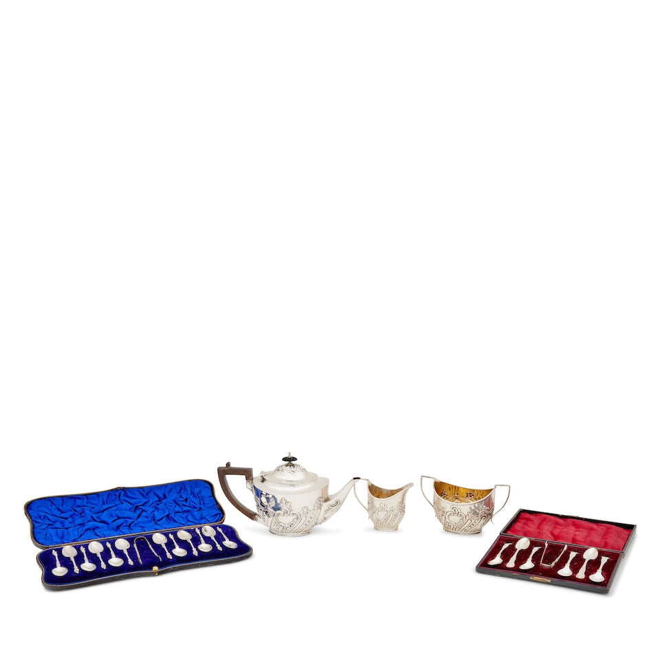 A matched silver three piece tea service by C S Harris & Sons Ltd, London, the teapot 1912, the ... (1 of 1)