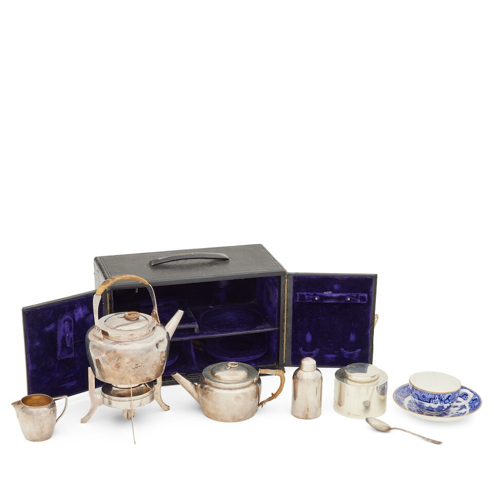Christopher Dresser: A cased silver travelling tea set, by Jonathan Wilson Hukin & John Thomas H... (1 of 1)