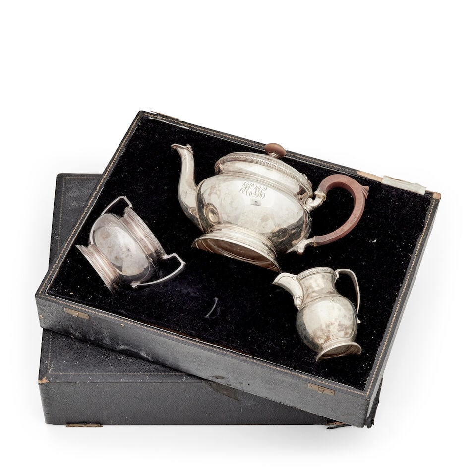 An Elizabeth II three piece silver tea service, Adie Brothers, Birmingham 1953. (1 of 1)