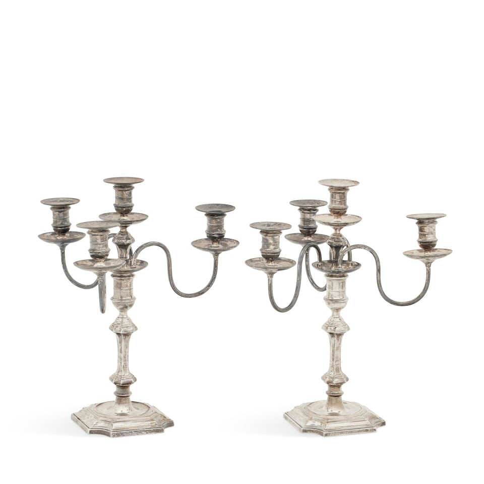 A pair of George II style four light candelabra George Edward & Sons, Sheffield, 1914 (1 of 1)