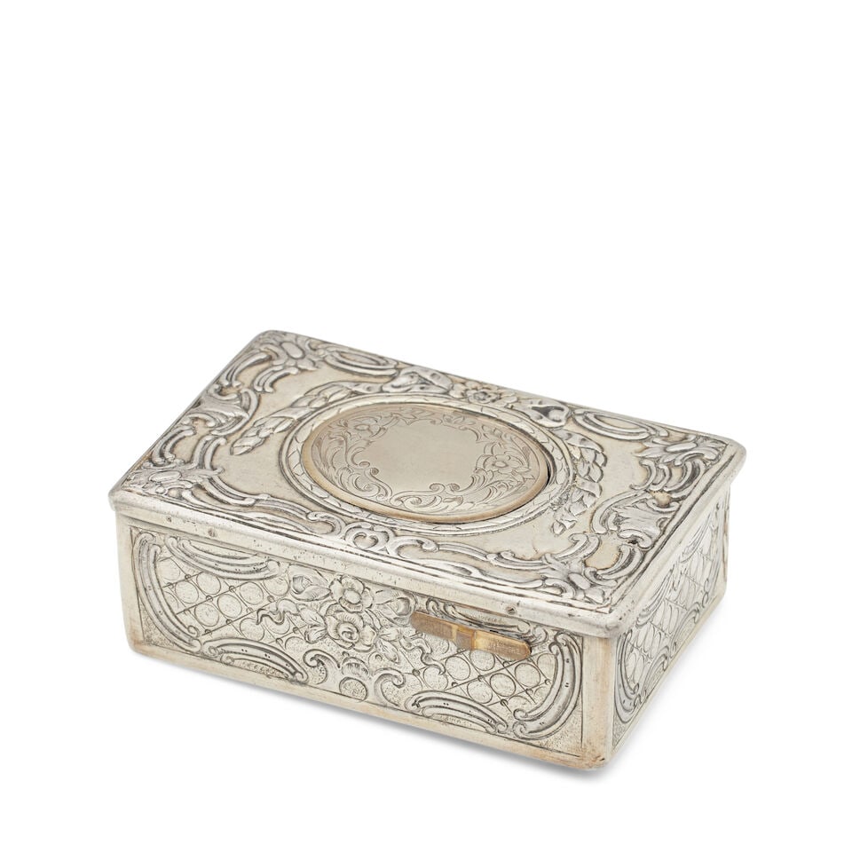 A Continental silver and parcel gilt automaton singing bird box Possibly Austro-Hungarian, late ... - 2