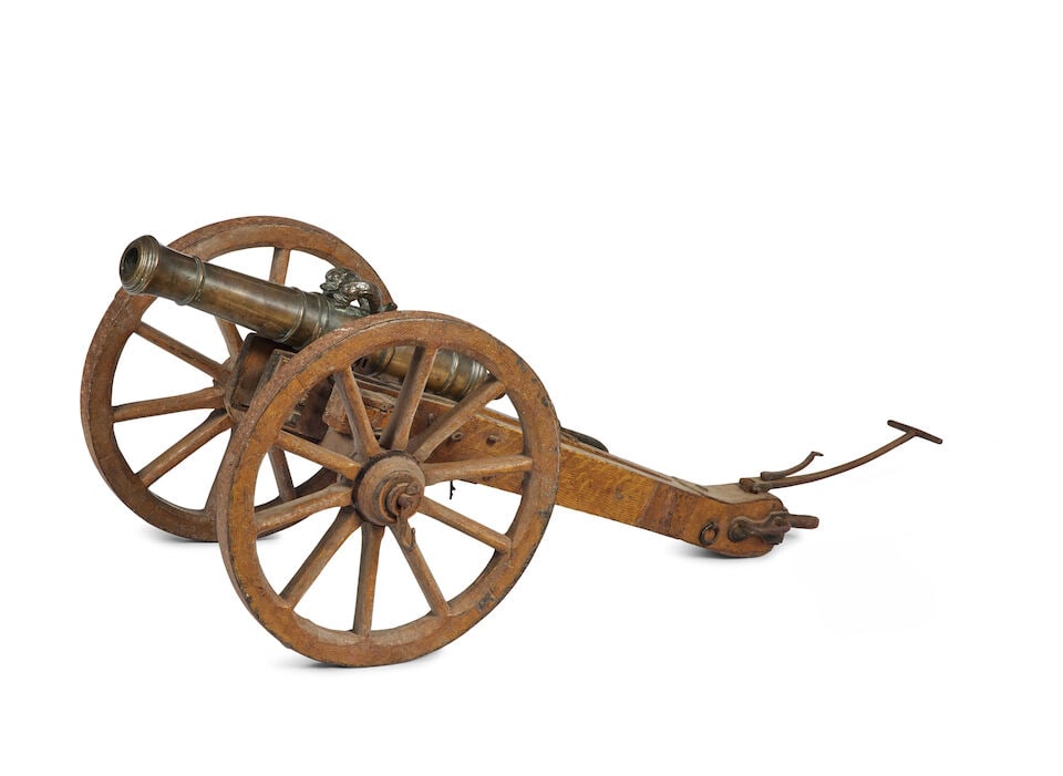 An 18th century bronze signal cannon on a matched carriage (1 of 5)