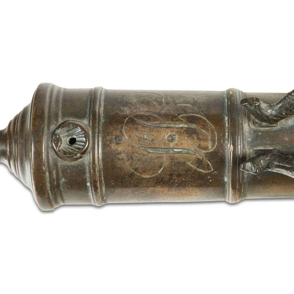 An 18th century bronze signal cannon on a matched carriage - 5