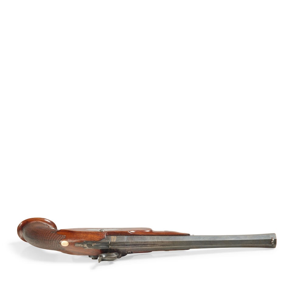 A cased pair of French target or duelling pistols signed bruneel à lyon - 3