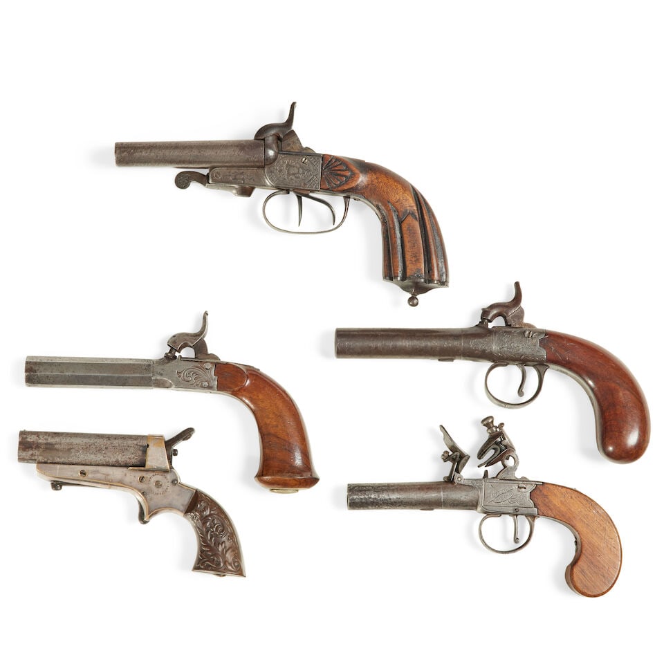 A group of five various flintlock and percussion pocket pistols (5) - 4