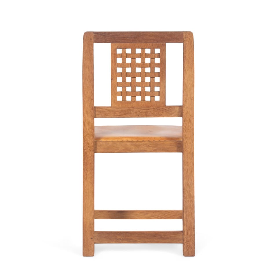 Robert 'Mouseman' Thompson of Kilburn oak lattice chair circa 1970 - 2
