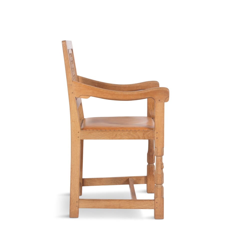 Robert 'Mouseman' Thompson of Kilburn oak lattice chair circa 1970 - 3