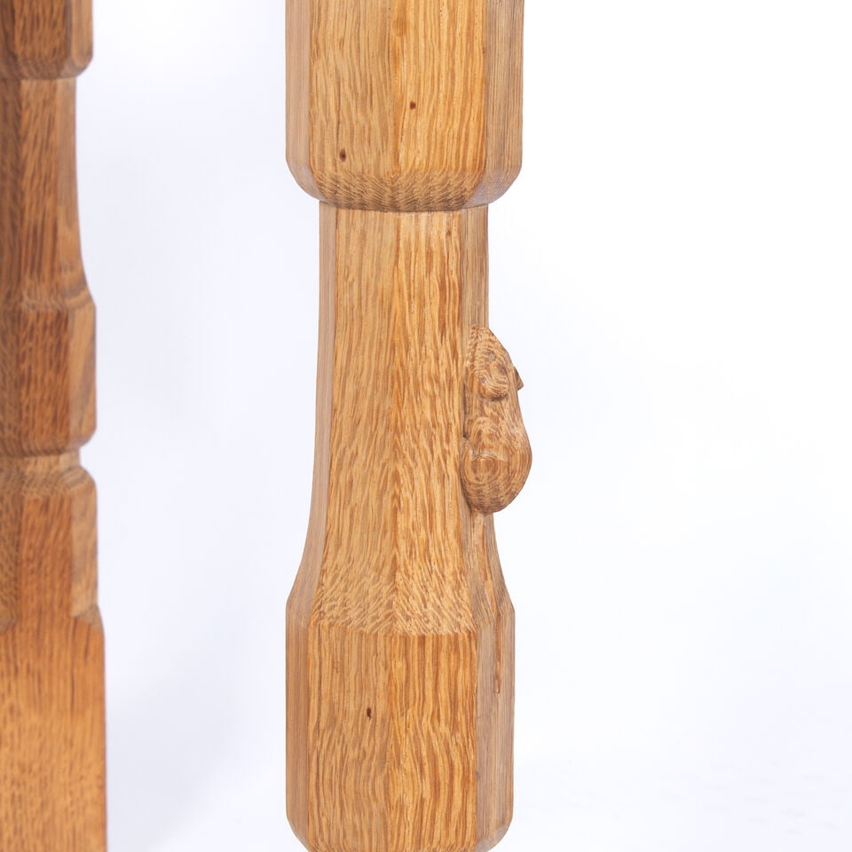 Robert 'Mouseman' Thompson of Kilburn oak lattice chair circa 1970 - 5