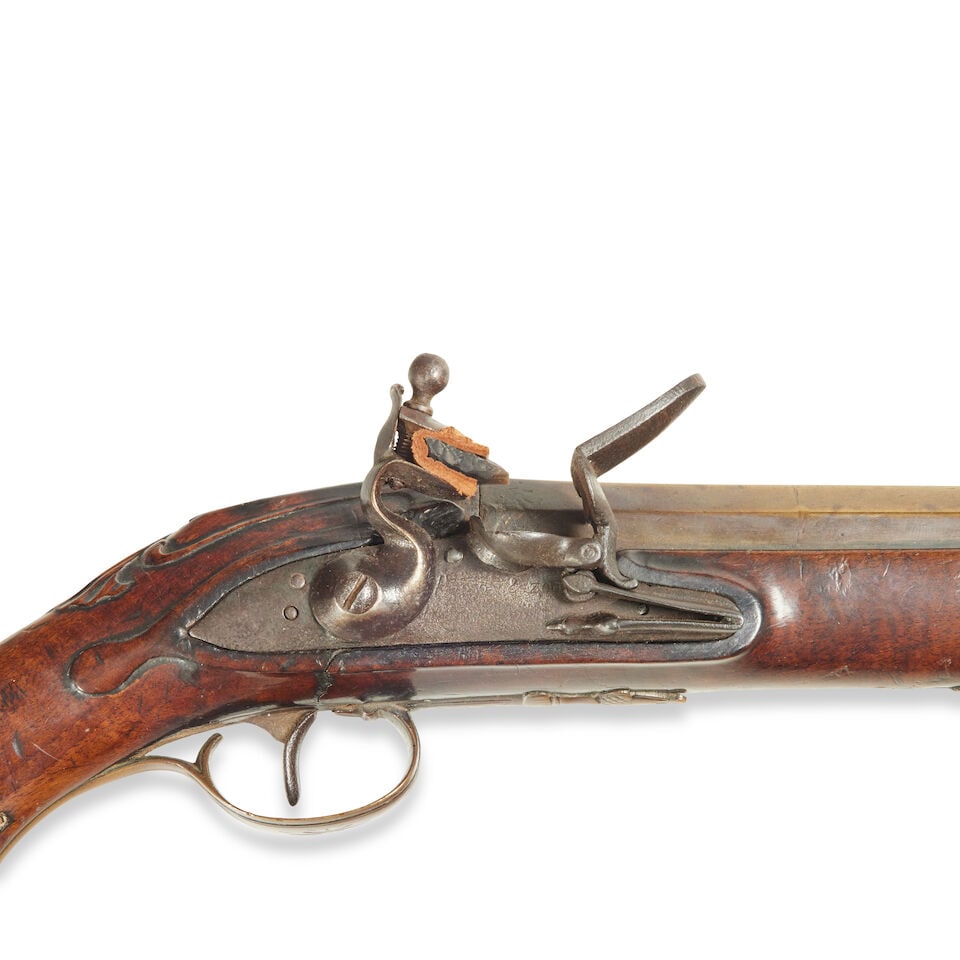 A Scottish 22-bore brass barrelled flintlock holster pistol, late 18th century By Thomson (2) - 2
