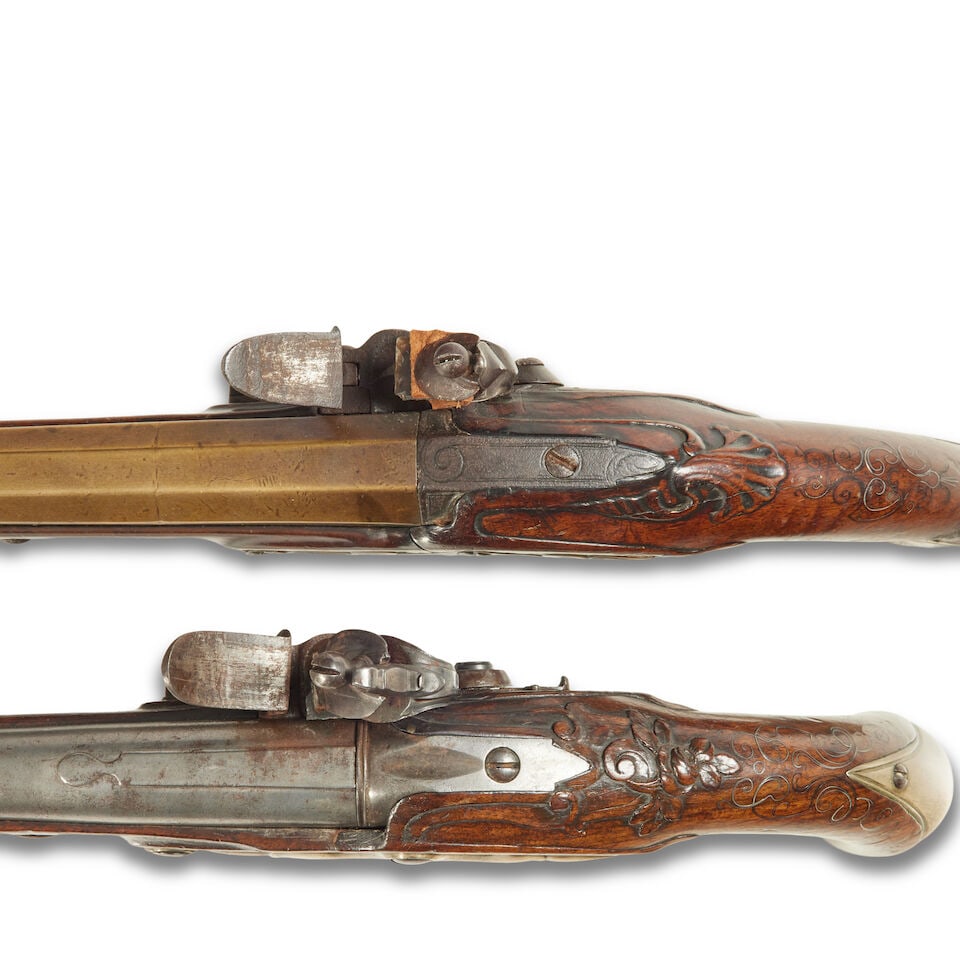 A Scottish 22-bore brass barrelled flintlock holster pistol, late 18th century By Thomson (2) - 3