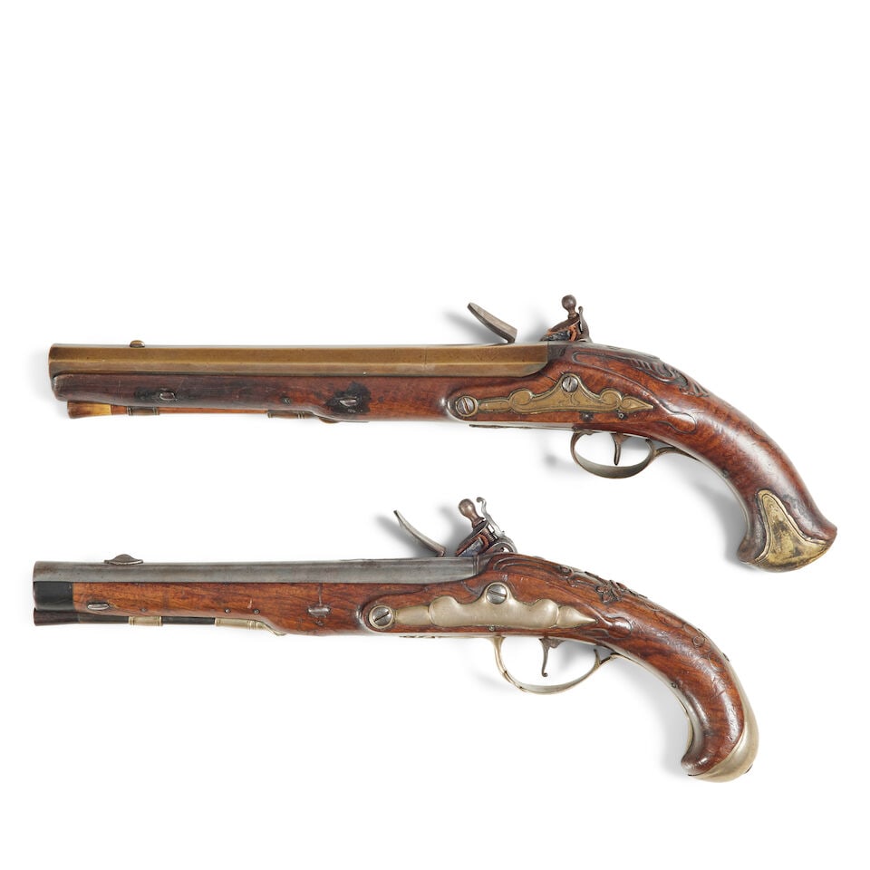 A Scottish 22-bore brass barrelled flintlock holster pistol, late 18th century By Thomson (2) - 4