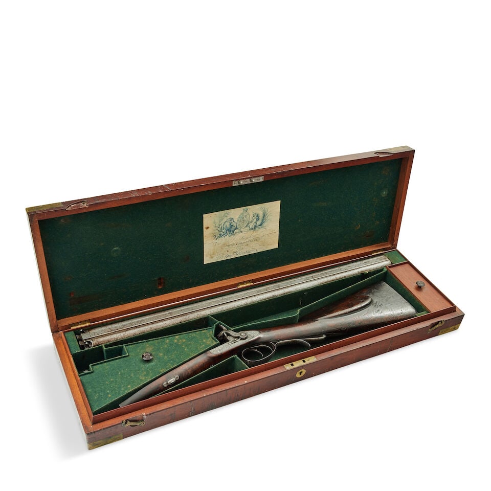 A cased 12-bore Double barrelled percussion sporting gun by J Purdey - 4