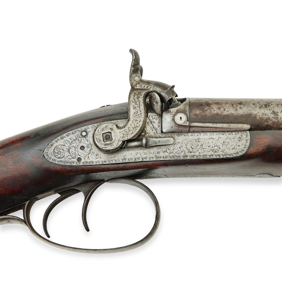 A cased 12-bore Double barrelled percussion sporting gun by J Purdey - 7