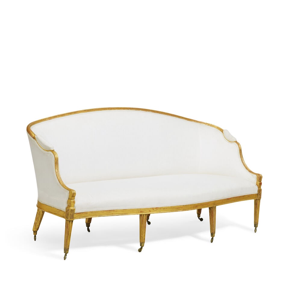 The Myrton Castle Suite: A George III carved giltwood suite to include a pair of sofas and a pai... - 2