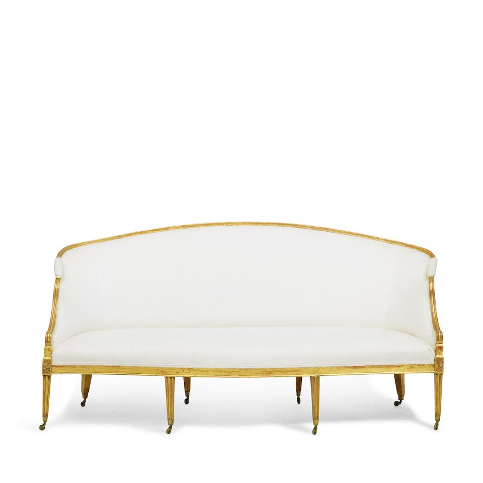 The Myrton Castle Suite: A George III carved giltwood suite to include a pair of sofas and a pai... - 3