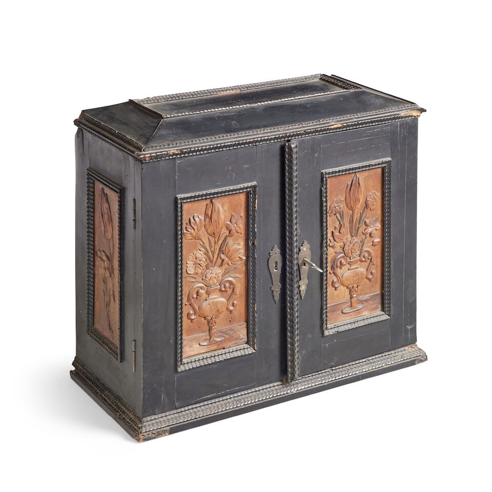 An 18th century ebonised and walnut bohemian table cabinet (1 of 2)