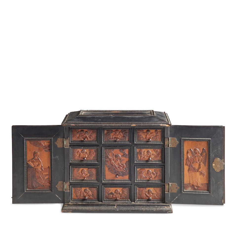 An 18th century ebonised and walnut bohemian table cabinet - 2