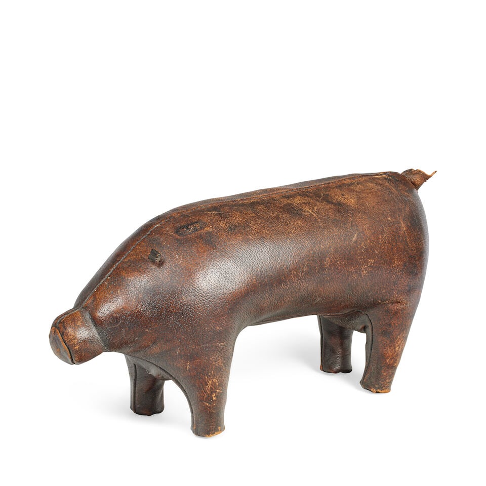 A leather 'pig' footstool attributed to Omersa for Liberty (1 of 2)
