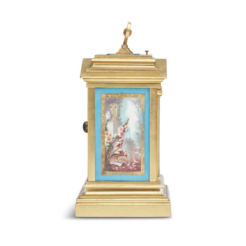 A late 19th century French porcelain panelled architectural repeating carriage clock Achille Bro... - 2