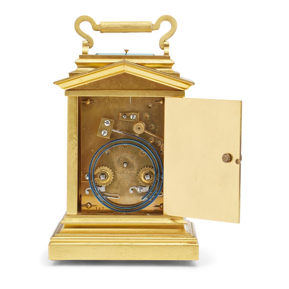 A late 19th century French porcelain panelled architectural repeating carriage clock Achille Bro... - 4