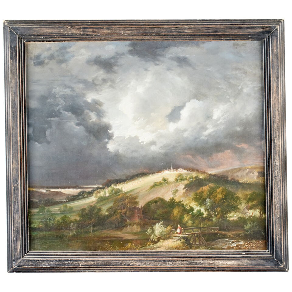 Dutch School (19th Century) Storm over a hill town - 3