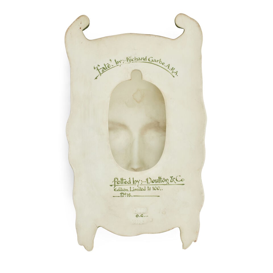 Richard (Louis) Garbe RA FRBS (1876-1957) for Doulton & Co., 'Fate', A Ceramic Wall Mask, circa ... - 2