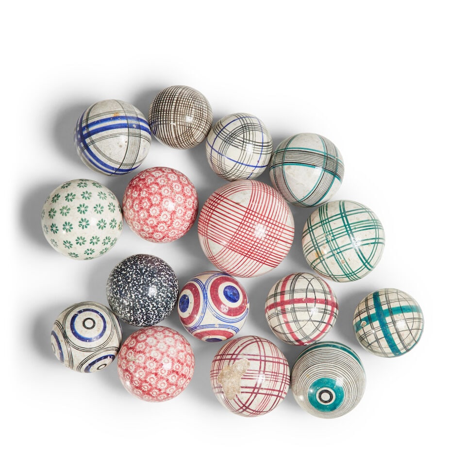 A collection of Scottish pottery carpet bowls, 19th century (1 of 1)