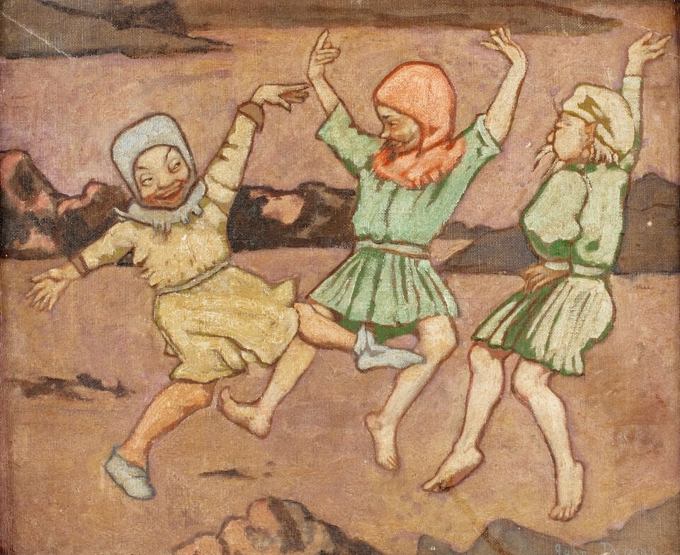 John Duncan RSA RSW (British, 1866-1945) Dancing pixies - 2
