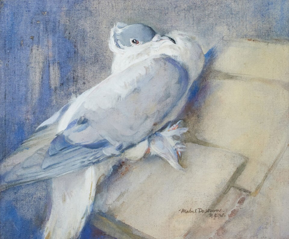 Mabel Dawson, RSW SSA (1887-1965) Two gouaches of fancy pigeons; - 2