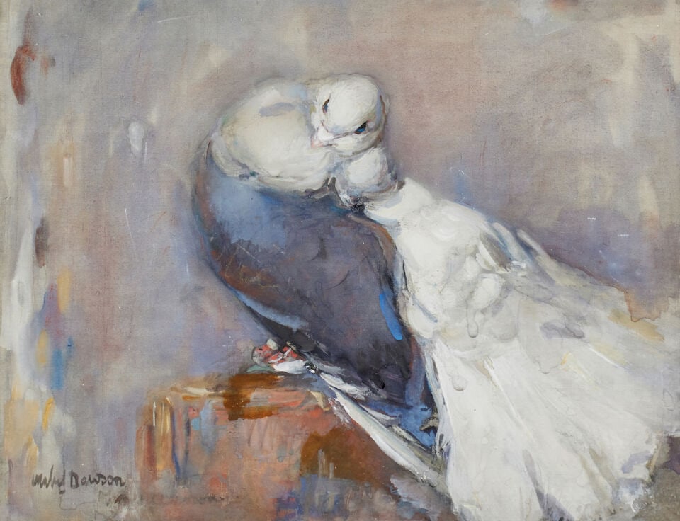 Mabel Dawson, RSW SSA (1887-1965) Two gouaches of fancy pigeons; - 3