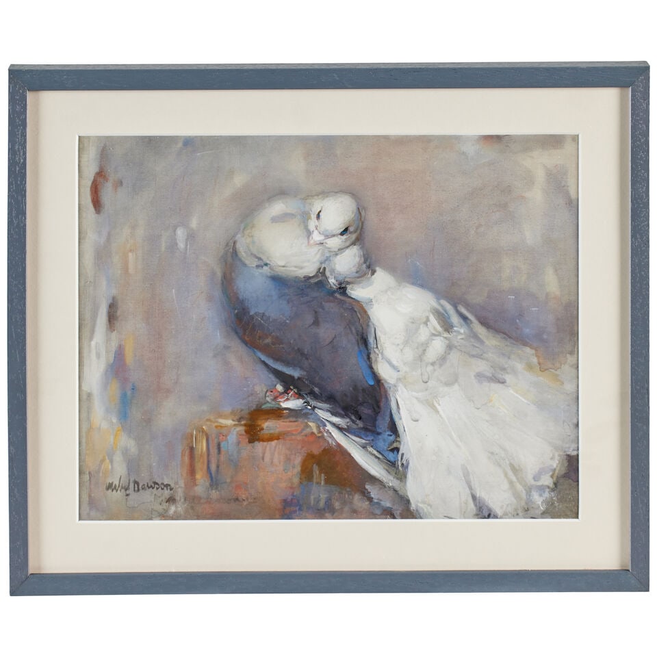 Mabel Dawson, RSW SSA (1887-1965) Two gouaches of fancy pigeons; - 7