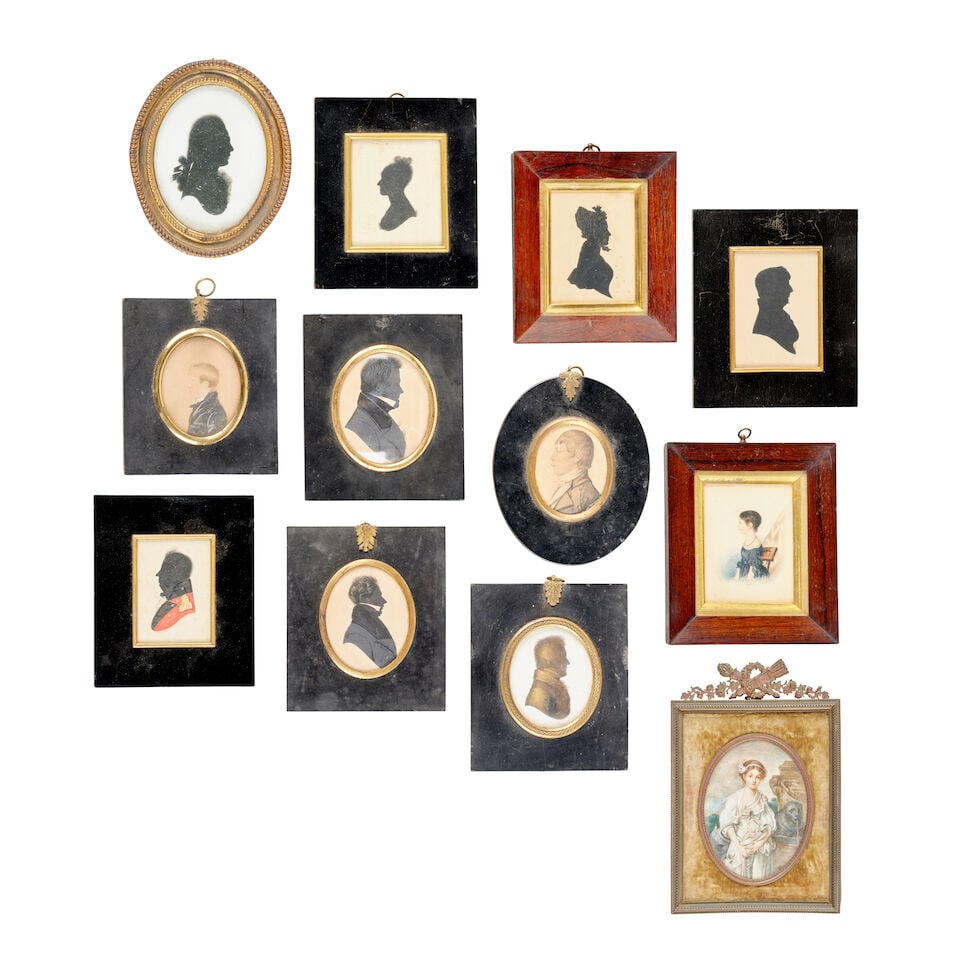 James G Howie (British, 1791-1858) A portrait of a girl signed and dated 1840;and a collection o...: James G Howie (British, 1791-1858) A portrait of a girl signed and dated 1840; and a collection of eleven 19th century silhouettes, predominantly members of the Graeme family, (12). For further inform