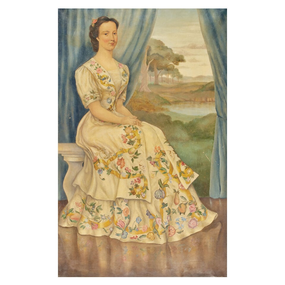 Christine Bacheler Nisbet (American, 1902-1990) Portrait of Mrs Graeme, full length, seated wear... (1 of 3)