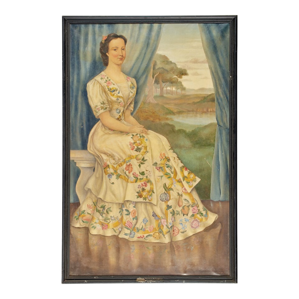 Christine Bacheler Nisbet (American, 1902-1990) Portrait of Mrs Graeme, full length, seated wear... - 3